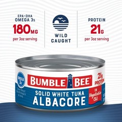 Solid White Albacore Tuna in Oil Wild Caught Gluten Free High Protein Canned