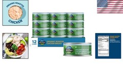 Convenient Organic Roasted Chicken Breast, Skinless, Boneless – Pack of 12 Cans