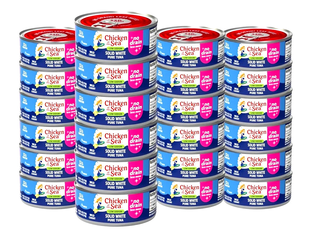 (24 pack) Chicken of the Sea Wild Caught Solid White Pure Tuna, Low Sodium 4 oz