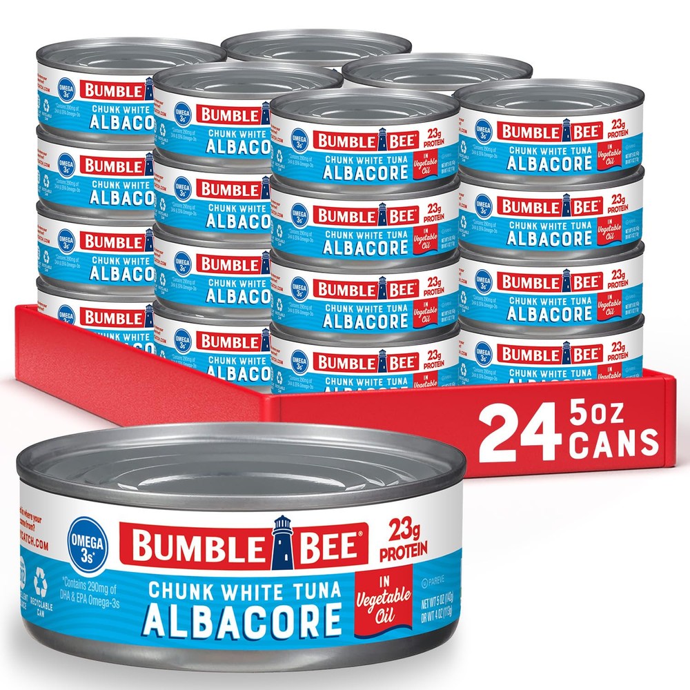 Chunk White Albacore Tuna in Oil, 5 oz Can (Pack of 24) – Wild Caught Tuna – …