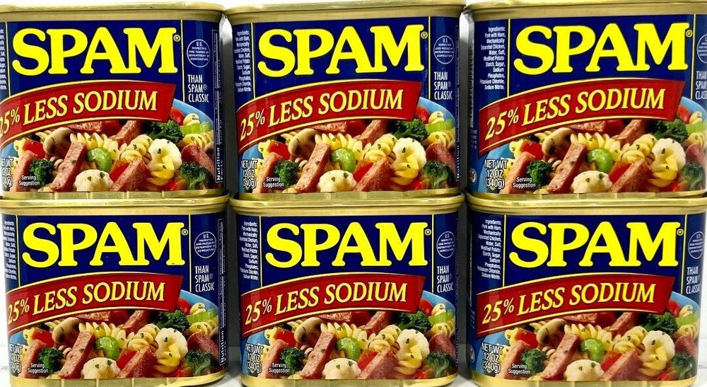 Spam 25% Less Sodium Luncheon Meat 12 oz ( Pack of 6 )