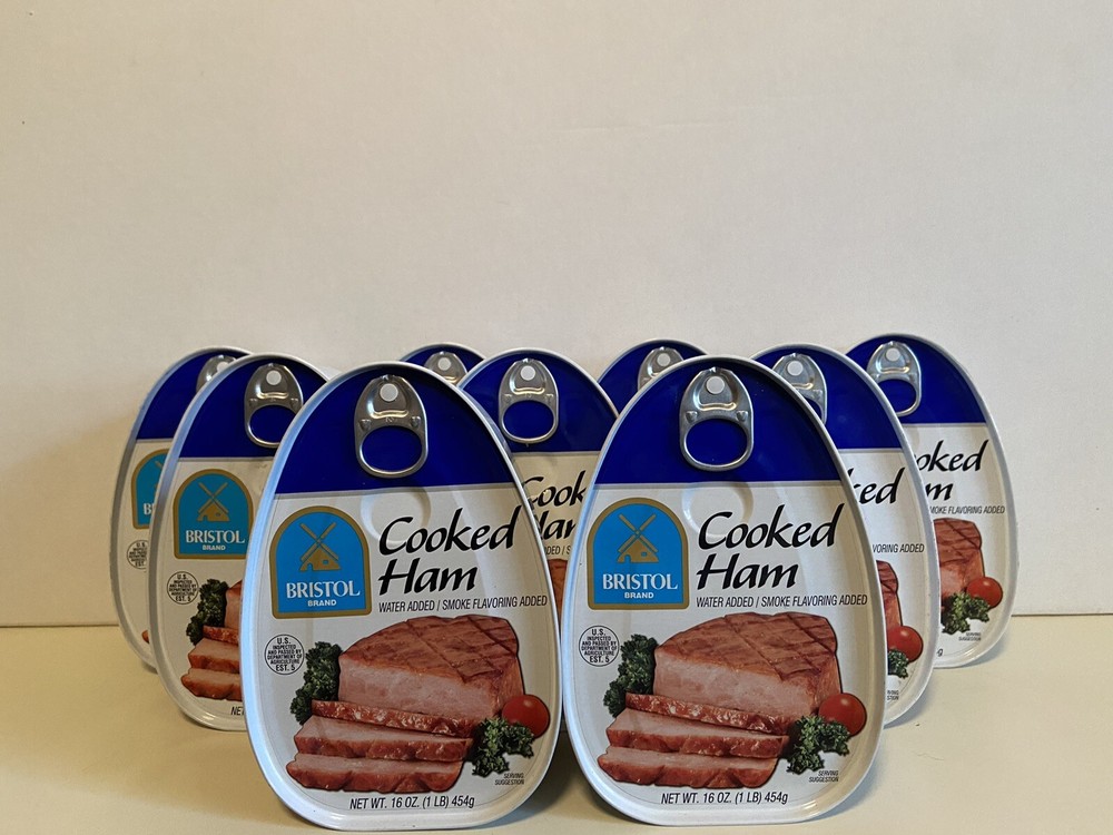 9 Pack Bristol Fully Cooked Canned Ham 16 oz. Prepping, Camping & Survival Food