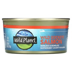 Wild Planet Wild Sockeye Salmon Skinless Boneless 6 oz 170 g Kosher, Non-GMO