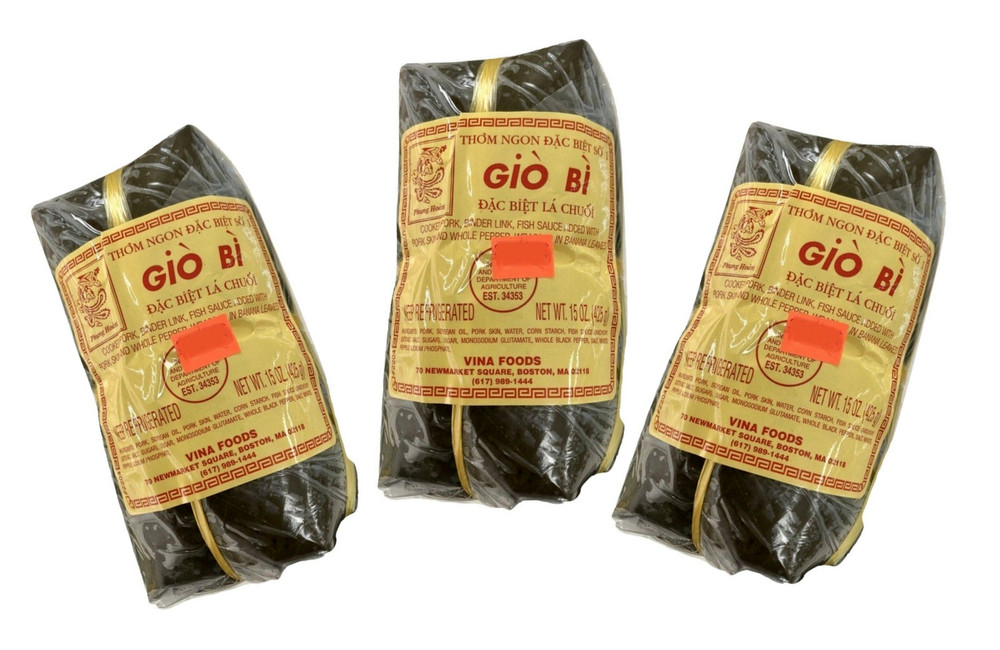 Cooked Pork Roll with Skin & Whole Peppers / Gio Bi 15 oz x 3 packs សាច់ប៉ាតេ