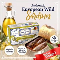 Artisanal Sardines 12pk Olive Oil, Wild Caught Portugal, 21g Protein, Paleo Diet
