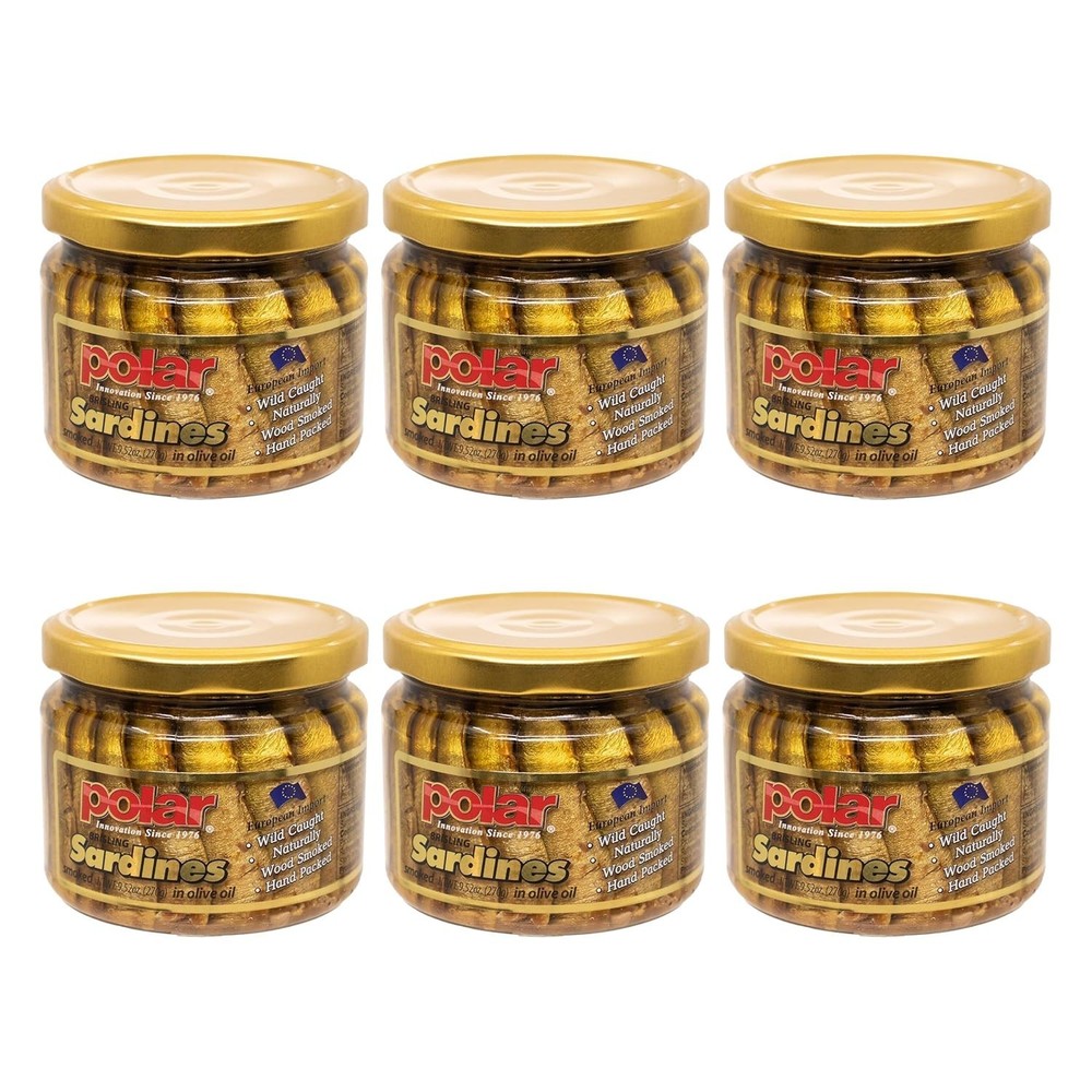 MW Polar Naturally Alder Wood Smoked Brisling Sardines in Olive Oil, 9.5oz Ja…