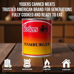 Yoder’s Canned Ground Beef – Shelf Stable Hamburger – Canned Meat with 10 Yea…