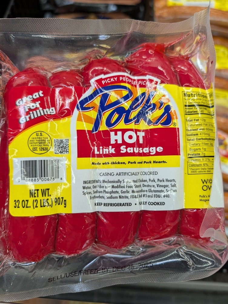 Polk’s Hot Link Sausage 2 Lb (2 Pack)