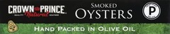 Crown Prince Natural Smoked Oysters in Olive Oil 3oz Non-GMO High Quality