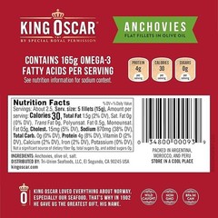 King Oscar Anchovies Fillets in Olive Oil, 2 Ounce Cans (Pack of 18)