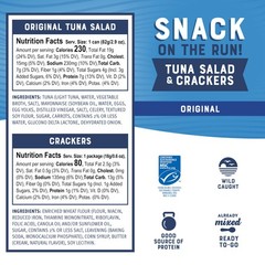 Snack On The Run Protein Pack 8g Original Tuna Salad with Crackers Kit of 12