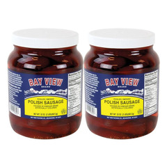 Bay View Pickled Polish Sausage 2lb Pack of 2 Beef Sausage Jars Imported