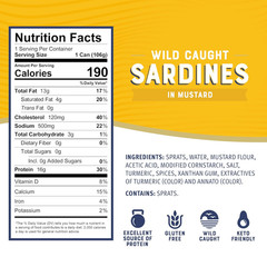 Bumble Bee Sardines in Mustard Sauce, 3.75 Oz Tin (Pack of 12) – Wild Caught, Gl