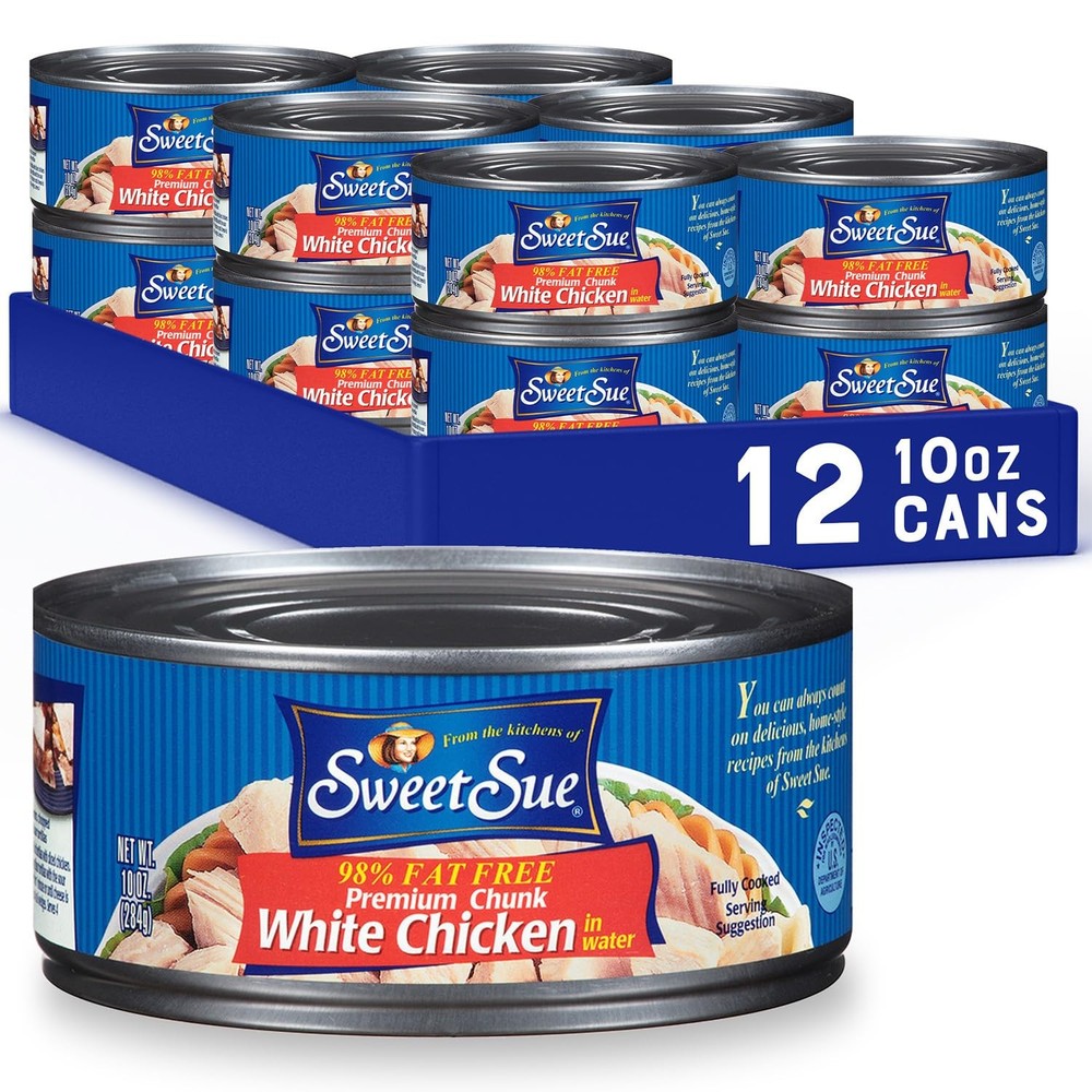Sweet Sue Chunk White Chicken in Water, 10 oz Can Pack of 12 – 11g Protein pe…