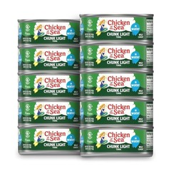 Wild Caught Chunk Light Tuna, 5 Ounce Cans, 10-Count – High Protein 100%