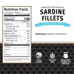 Sardines in Spring Water, 3.75 Oz Can (Pack of 12) – Boneless Butterflied Sardin