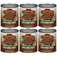 8 Cans-Keystone Meats All Natural Ground Beef Fully Cooked 28oz No Preservatives