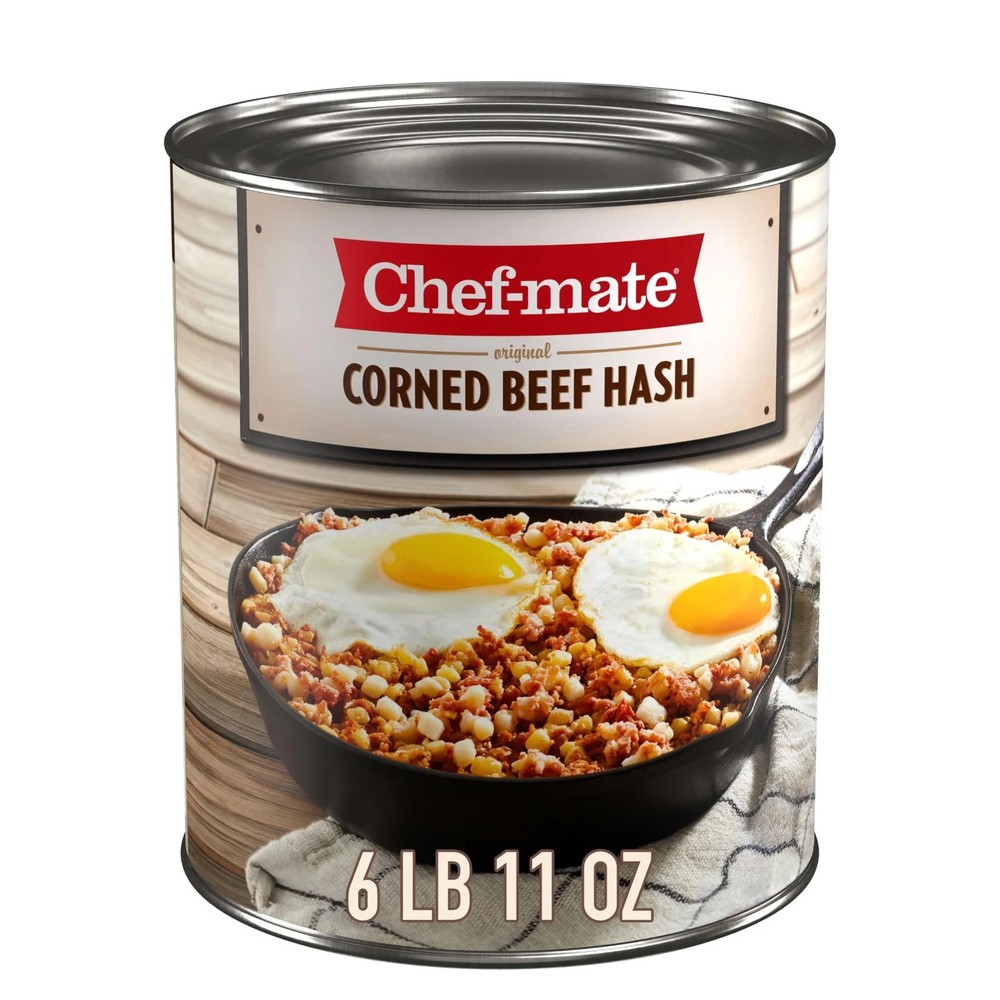 Chef-mate Corned Beef Hash Canned Food and Canned Meat 6 lb 11 oz #10 Can Bulk