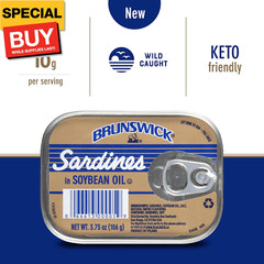 Wild Caught Sardines in Soybean Oil, 3.75 oz Can (Pack of 12) – 14g Protein per