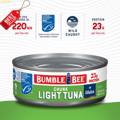 Chunk Light Tuna in Water 5oz Cans Pack of 24 Wild Caught Protein Rich US