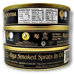 Riga Smoked Sprats in Oil 5.6 oz – Pack of 12, Product of Lativa, Kosher Wild…