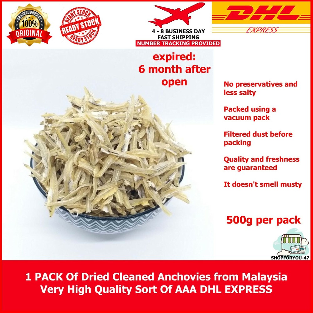 1 Pack 500g Dried Cleaned Anchovies Malaysia HighQuality Sort Of AAA DHLEXPRESS