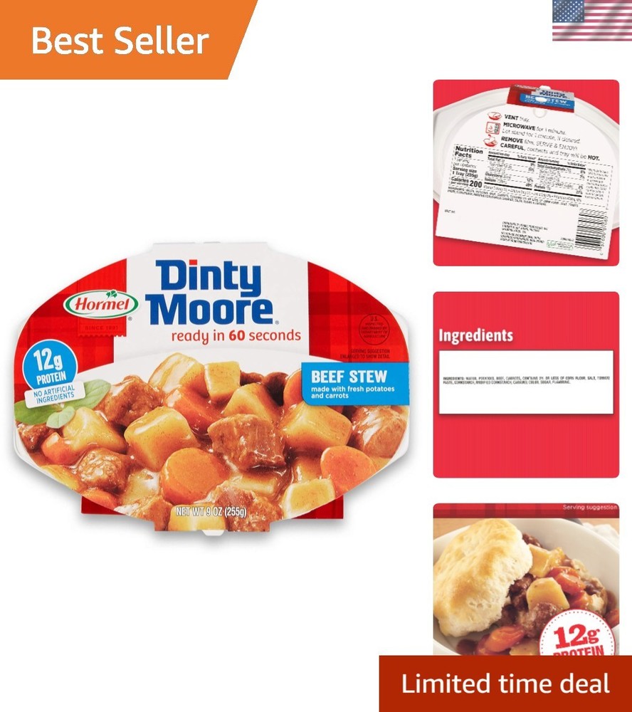 Convenient 6-Pack of Delicious Beef Stew – Fully Cooked & Ready in 60 Seconds