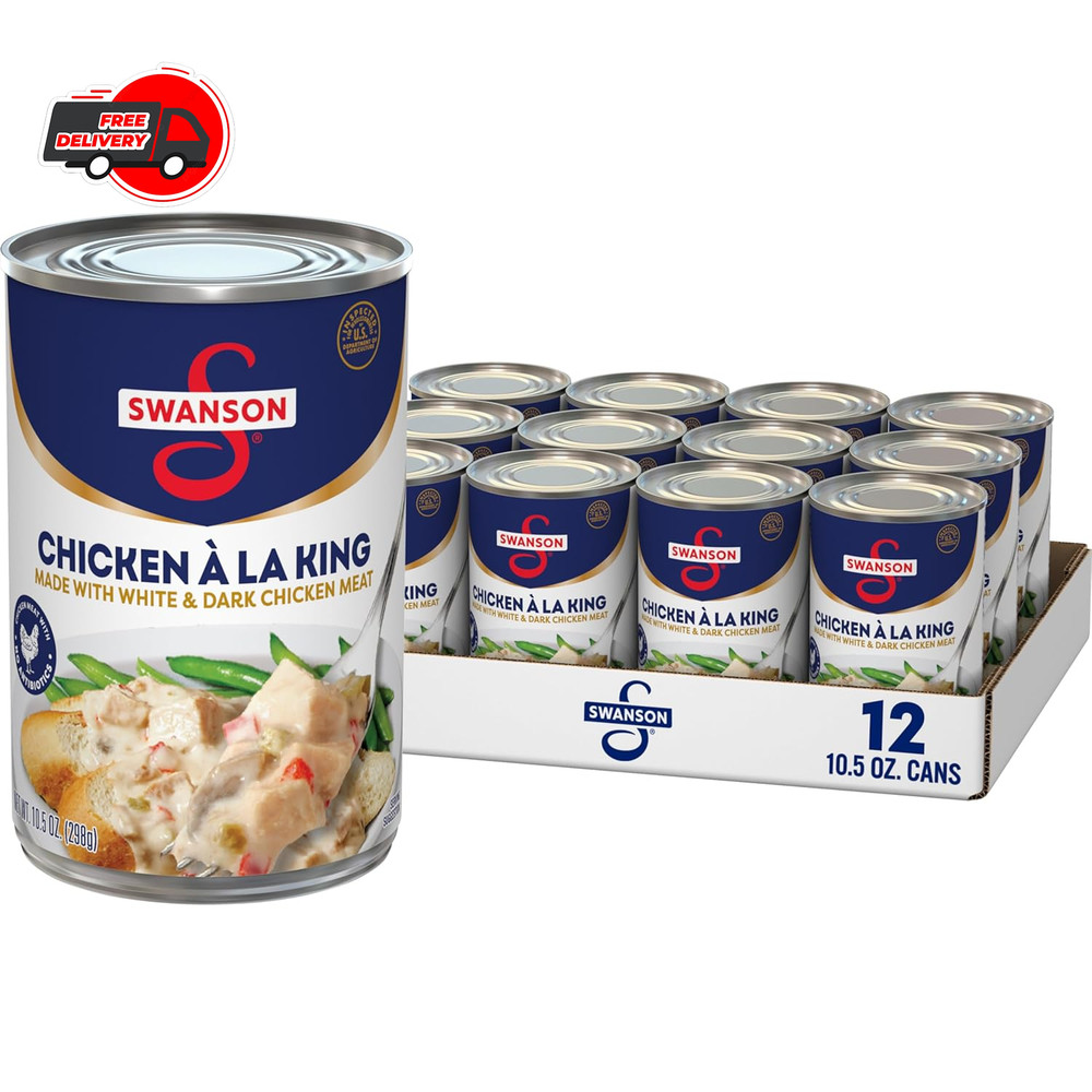 Swanson Canned Chicken a la King 10.5 oz – 12 Cans Bulk Pack for Meal Prep