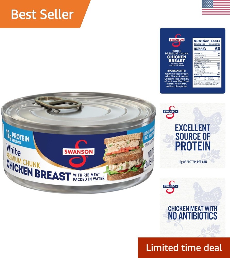 Swanson White Chunk Canned Chicken Breast in Water, Fully Cooked Chicken, 4….
