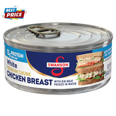 Swanson White Premium Chunk Canned Chicken Breast in Water, Fully Cooked Chicken