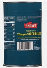 Snow’s Ocean Chopped Clams Canned, 51 oz Can – 7g Protein per Serving – Gluten F