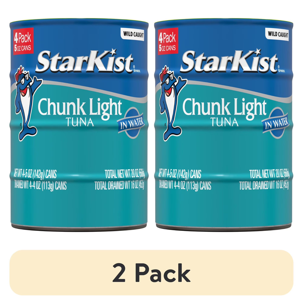 (2 pack) StarKist Chunk Light Tuna in Water, 20g Protein, 5 oz, 4 Can…..