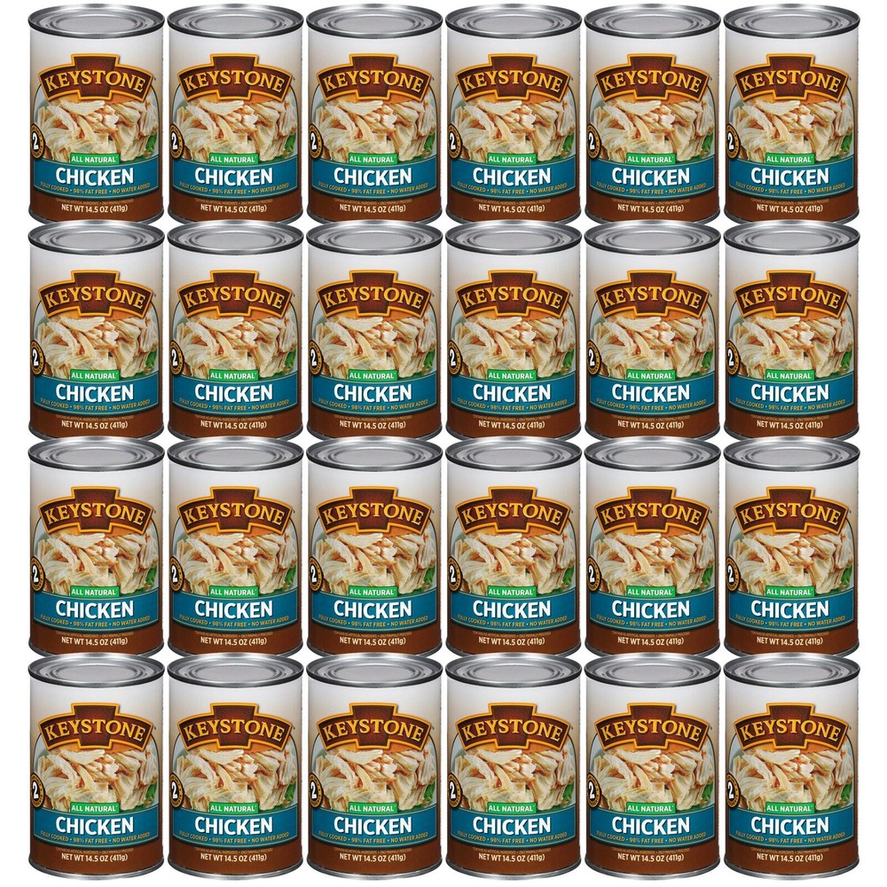 24 Pack Keystone All Natural Lean Meats Chicken Fully Cooked 14.5 oz Cans Canned