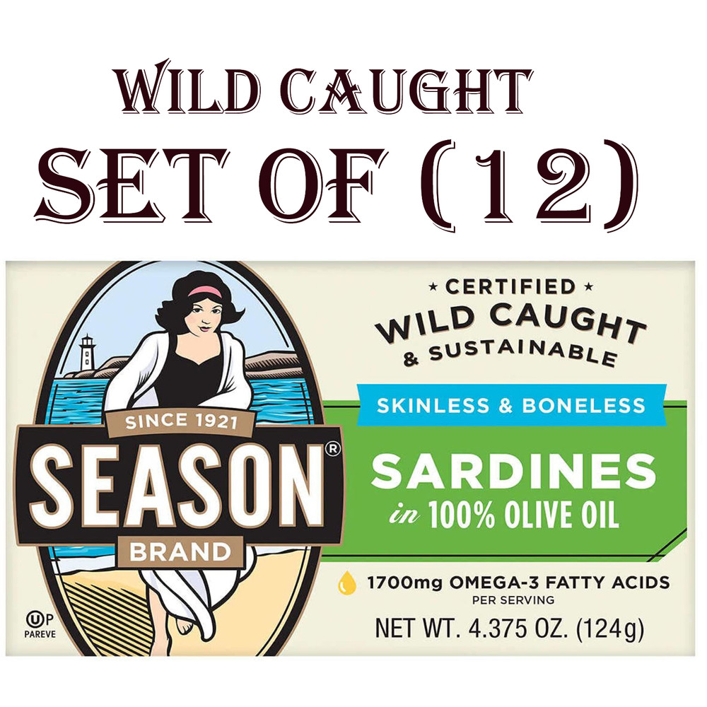 12 Cans Tins(4.375 oz each) Season Brand Sardines Boneless Skinless in Olive Oil