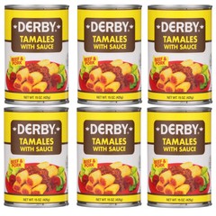 La Preferida Canned Derby Tamales with Sauce (6 Cans)
