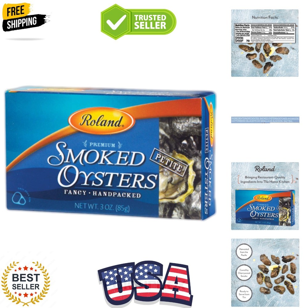 Petite Smoked Oysters in Oil, Wild Caught, 3 Ounce Tin, Pack of 10