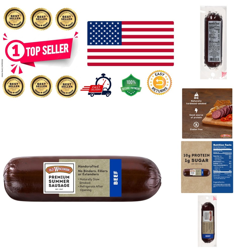 8oz Beef Summer Sausage – 100% Natural, High Protein, Gluten Free