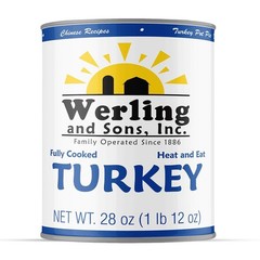 6 Cans Pack – Werling & Sons Fully Cooked Canned Turkey Meat 28 Oz Heat & Eat