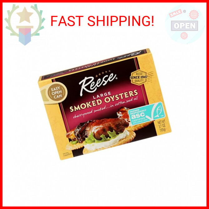 Reese Large Smoked Oysters, 3.7 Ounce (Pack of 10)