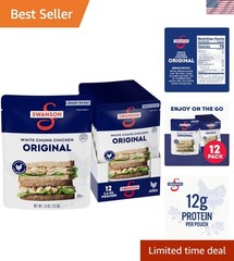 Quick & Easy Swanson White Chunk Chicken – 12 Pouches, 2.6 Oz Each, High Protein