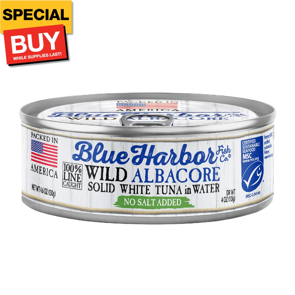 Wild Albacore Solid White Tuna in Water No Salt Added – 4.6 oz Can (Pack of 12)