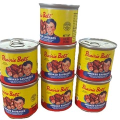 7 Cans Prairie Belt Smoked Sausages Chicken & Pork Vienna (4.6 oz each can)