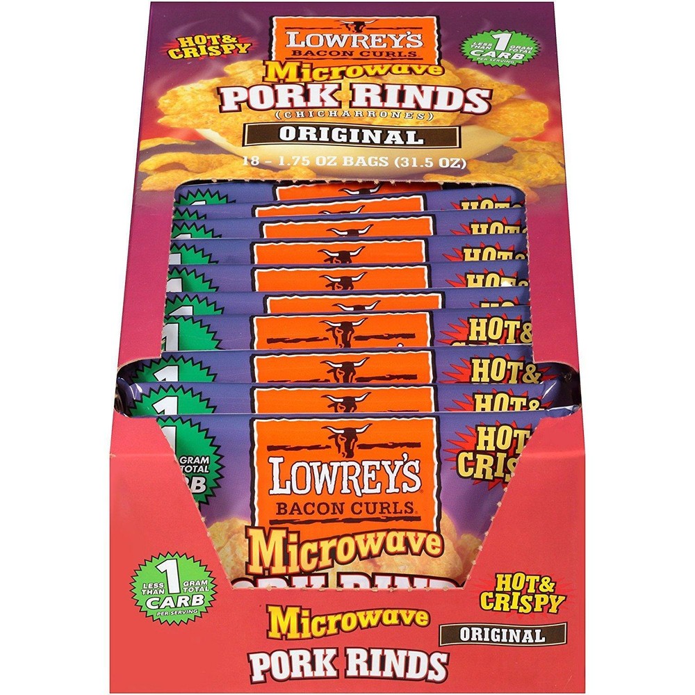 Lowrey’s Bacon Curls Microwave Pork Rinds (Chicharrones), Original, 1.75 Ounc…