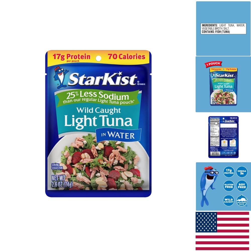 Reduced Sodium Wild Caught Tuna Pouch – 2.6oz Ready-to-Eat Protein Snack