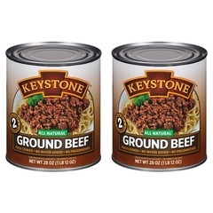 2 Can- Keystone Meats All Natural Ground Beef Fully Cooked 28oz No Preservatives