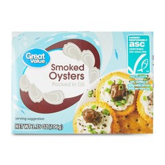 (4 pack) Great Value Smoked Oysters, 3.75 oz Can Free Shipping…