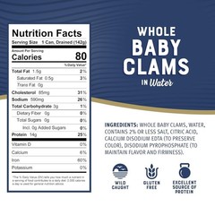 Whole Baby Canned Clams, 10 Oz Can (Pack of 12) – Ready to Eat – 13G Protein