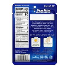 Low Sodium Albacore White Tuna in Water, 2.6 oz Pouch 24 Pack Ready to Eat Wi…