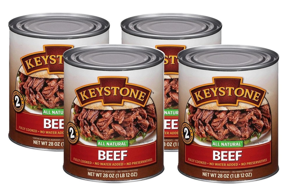 Keystone Meats All Natural Heat and Serve Canned Beef 28 Oz Fully Cooked Cann…