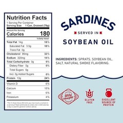 Beach Cliff Wild Caught Sardines in Soybean Oil, 3.75 oz Can (Pack of 12) – 1…